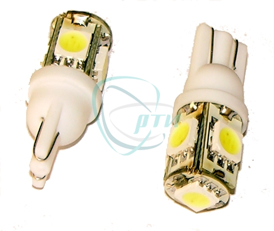 Лампа светодиодная Т10бц 12V-5SMD WHITE W2.1x9.5d Маяк (габариты,повт.поворота)