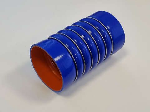 Патрубок интеркулера d100, L285CR 6/7 (силикон, с металлическими кольцами)