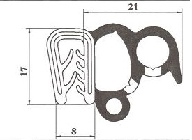 Уплотнитель проема двери ПАЗ (аварийной) Уралэластотехника
