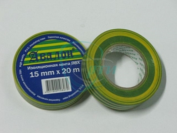 Изолента 15х20м (жёлто-зелёная) Авалон