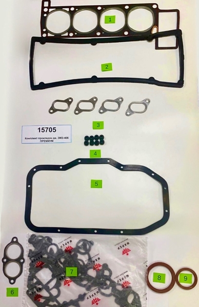 Комплект прокладок дв. ЗМЗ-406 ПРЕМИУМ (полный) ПГБ с герм, паронит 0.8 34 шт ФАРЕР