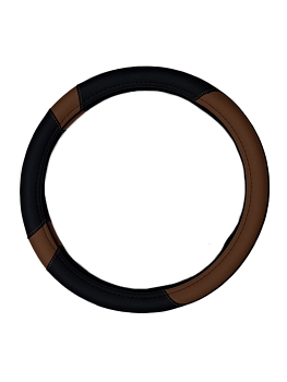 Оплетка на руль 370-390 мм экокожа (черно-коричневая) KURUMAKIT