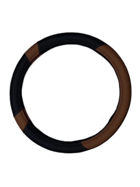 Оплетка на руль 370-390 мм экокожа (черно-коричневая) KURUMAKIT