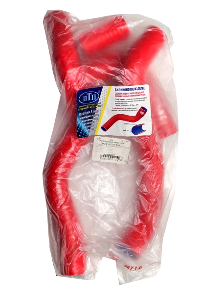 Патрубки радиатора ВАЗ 21082 (к-т 4 шт.) красный ПТП