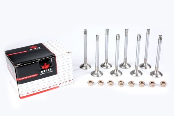 Клапана выпускные  дв. 405,406,409 ГАЗОВЫЕ (к-т 8 шт. с м/с колпачками) ФАРЕР