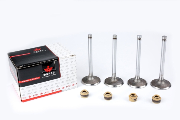 Клапана впускные дв. 402,511,513,523, 417,421 ОРИГИНАЛ (к-т 4 шт. с м/с колпачками) ФАРЕР