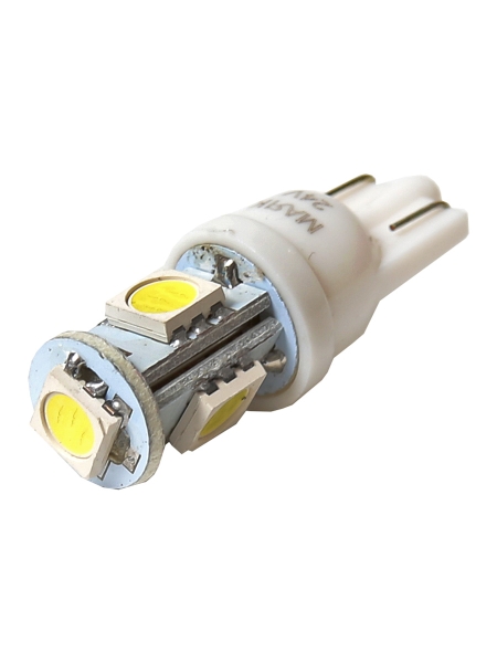 Лампа светодиодная Т10бц 24V-4SMD WHITE W2.1x9.5d Маяк (габариты,повт.поворота)