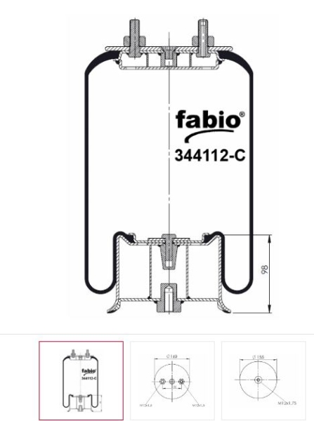Пневморессора в сборе ПАЗ-Аврора 3237,3204, V 1 G 12 A-6 (AB 411S-L 300 mm-перед