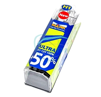 33 Лампа фар H1 12V-55W P14.5S +50% "Маяк Ультра"